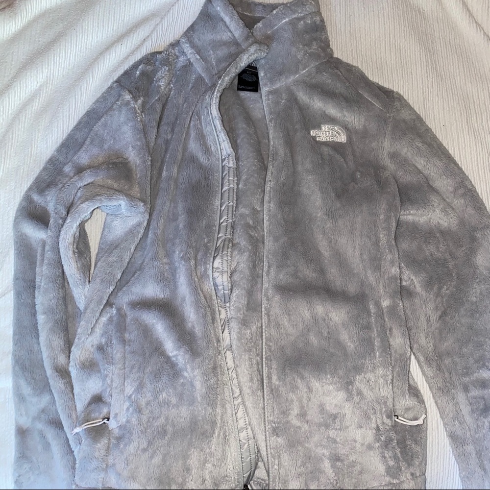 Grey north face zip up fleece